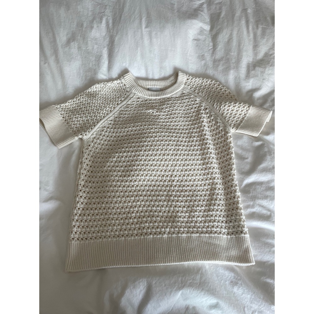 Varley Alva Knit 100% Cotton Crochet Knit Cottage Core Coastal Boho Top-Size M